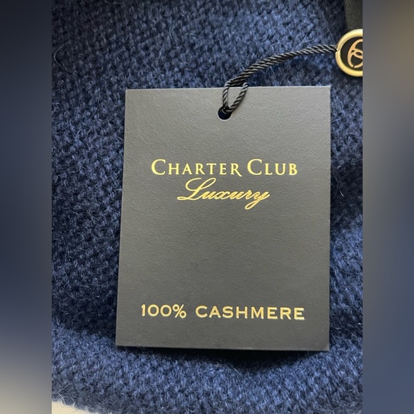Charter Club Cashmere Cuffed Beanie Hat Women's One Size Navy 100% CASHMERE - Picture 8 of 11